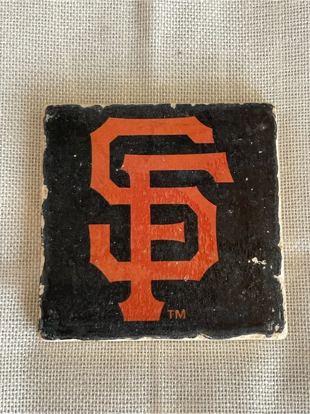 San Francisco Giants Stone Coaster - Black & Orange Logo